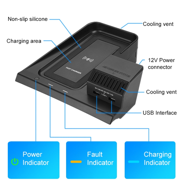 HFC-1002 Car Qi Standard Wireless Charger 10W Quick Charging for Honda Avancier / URV 2017-2020, Left Driving HFC-1002 Car Qi Standard Wireless Charger 10W Quick Charging for Honda Avancier / URV 2017-2020, Left Driving