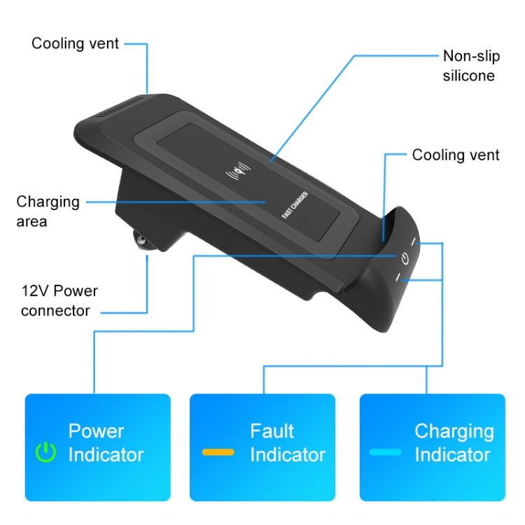 HFC-1063 Car Qi Standard Wireless Charger 10W Quick Charging for Toyota Alphard 2015-2021, Left Driving HFC-1063 Car Qi Standard Wireless Charger 10W Quick Charging for Toyota Alphard 2015-2021, Left Driving