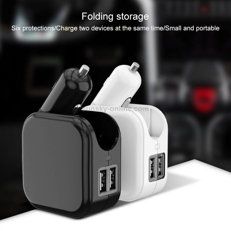 SL-608 2 in 1 2.1A Dual USB Travel Charger Foldable Car Charger, US Plug(White) SL-608 2 in 1 2.1A Dual USB Travel Charger Foldable Car Charger, US Plug(White)