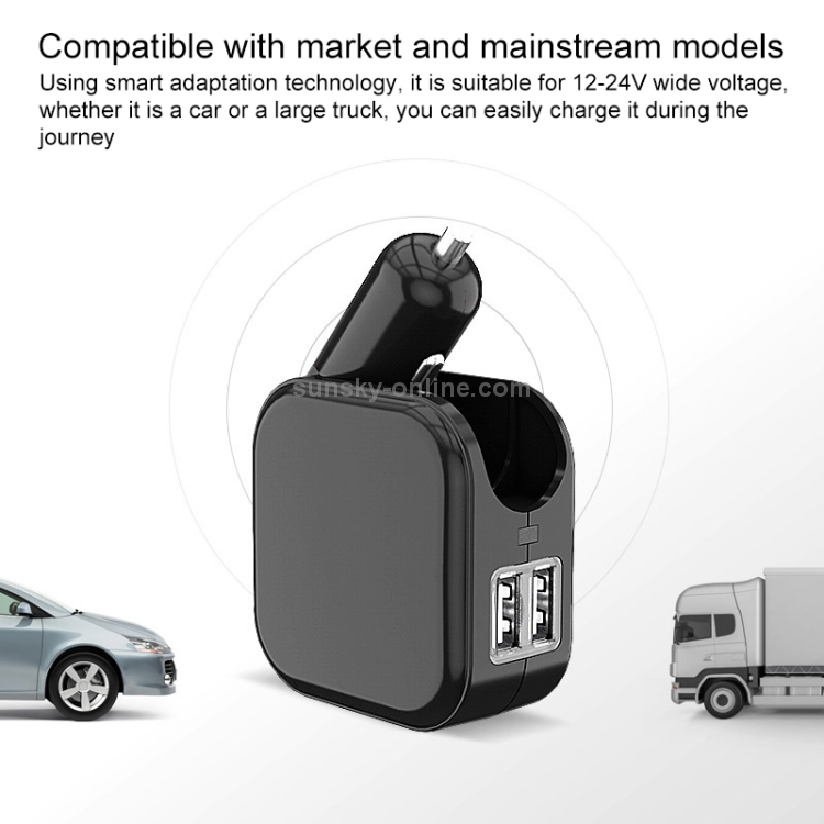 SL-608 2 in 1 2.1A Dual USB Travel Charger Foldable Car Charger, US Plug(White) SL-608 2 in 1 2.1A Dual USB Travel Charger Foldable Car Charger, US Plug(White)