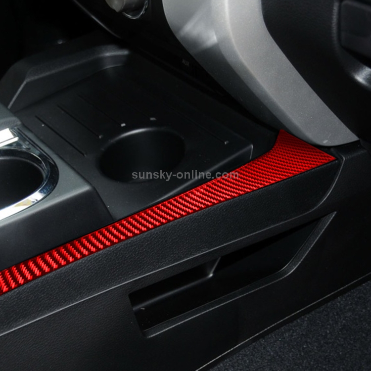 2 PCS / Set Carbon Fiber Car Central Control Gear Trim Decorative Sticker for Toyota Tundra 2014-2018,Left and Right Drive Universal (Red) - 4