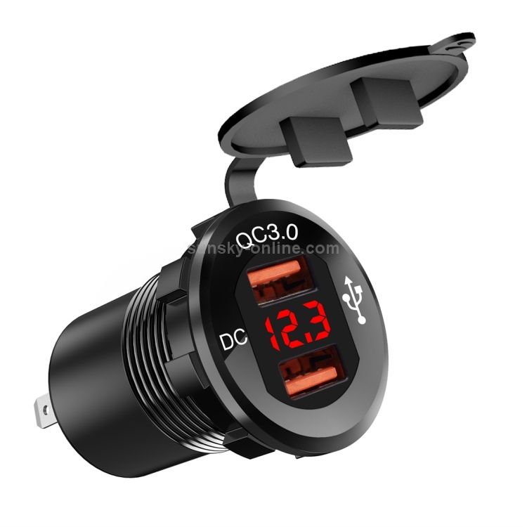 CS-876A2 Car Square Aluminum Alloy QC 3.0 Dual USB Charger with Voltmeter CS-876A2 Car Square Aluminum Alloy QC 3.0 Dual USB Charger with Voltmeter