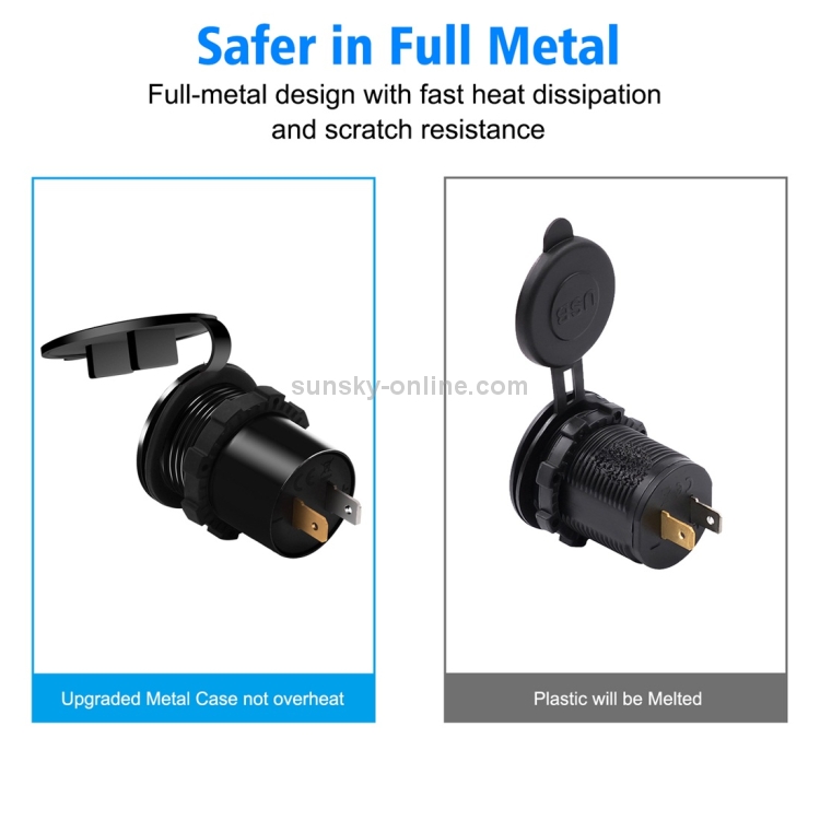 ZH-876C2 Car Square Aluminum Alloy QC 3.0 Dual USB Charger with Voltmeter & 60cm Cable ZH-876C2 Car Square Aluminum Alloy QC 3.0 Dual USB Charger with Voltmeter & 60cm Cable