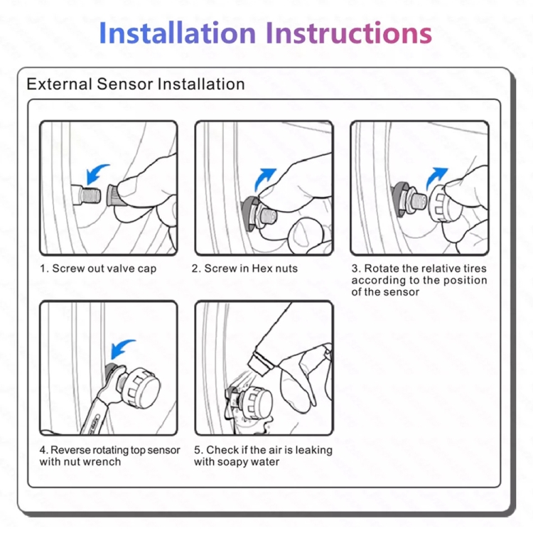 Capteur TPMS de pression,2 sensors--Moniteur de pression des pneus