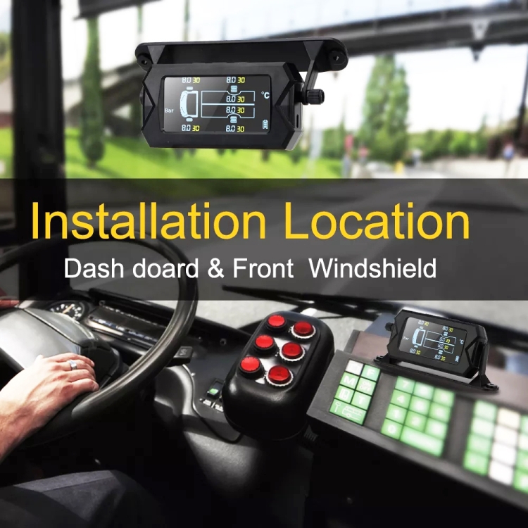 8 Bar Solar Wireless Tire Pressure Monitoring System TPMS 6 External ...