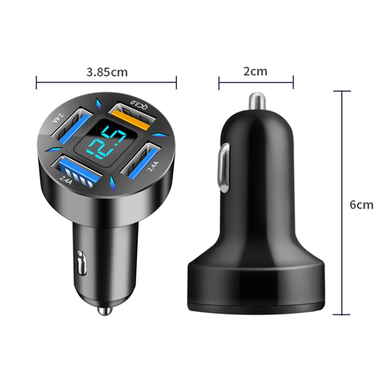 4 in 1 USB QC3.0 Digital Display Car Fast Charger 4 in 1 USB QC3.0 Digital Display Car Fast Charger
