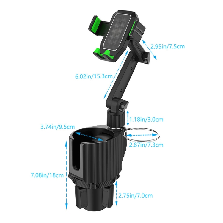 Mobile Cup Rack Car Beverage Rack Water Cup Mobile Phone Holder, Green