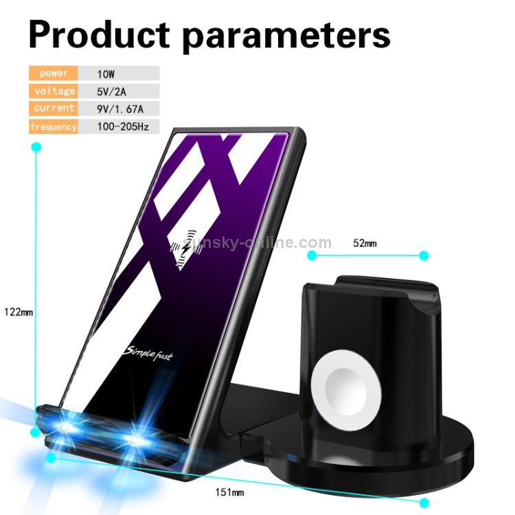 A9 10W 6 In 1 Multi-function Split Design Car Fast Charging Induction Wireless Charger(Black) A9 10W 6 In 1 Multi-function Split Design Car Fast Charging Induction Wireless Charger(Black)