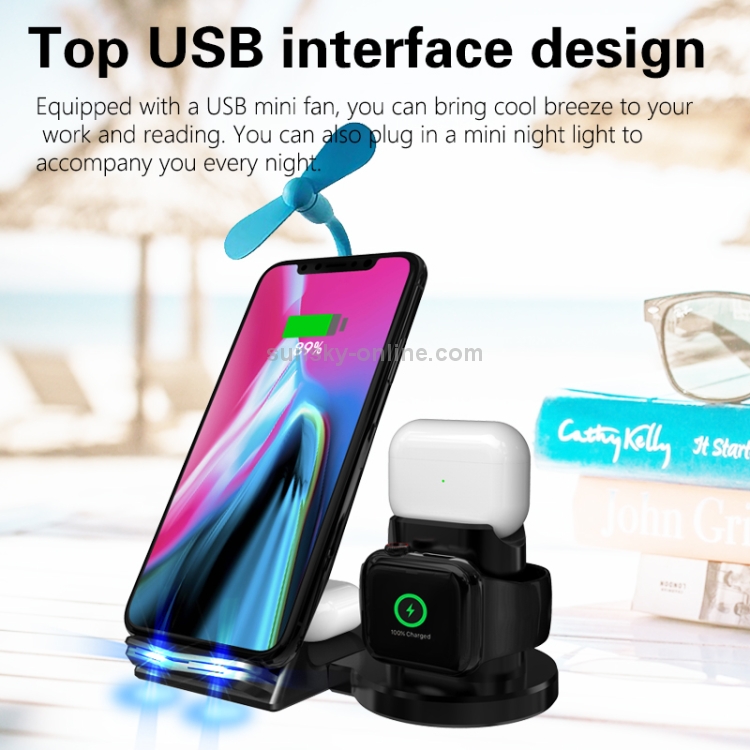 A9 10W 6 In 1 Multi-function Split Design Car Fast Charging Induction Wireless Charger(Black) A9 10W 6 In 1 Multi-function Split Design Car Fast Charging Induction Wireless Charger(Black)