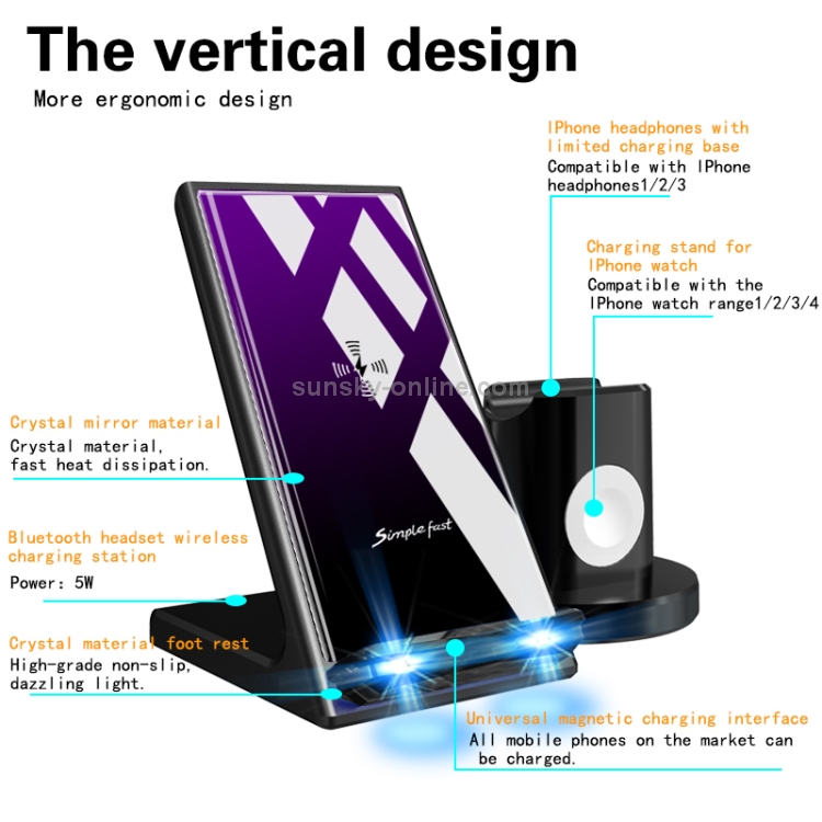 A9 10W 6 In 1 Multi-function Split Design Car Fast Charging Induction Wireless Charger(Black) A9 10W 6 In 1 Multi-function Split Design Car Fast Charging Induction Wireless Charger(Black)