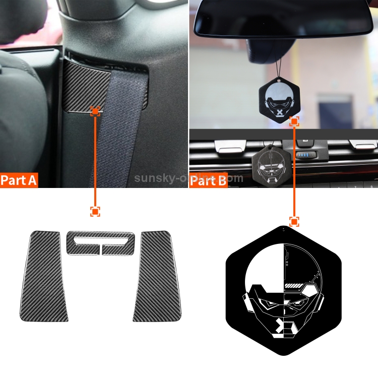 3 pezzi / set adesivo decorativo pannello cintura di sicurezza auto in  fibra di carbonio per Dodge Challenger 2015 ad oggi, guida a sinistra