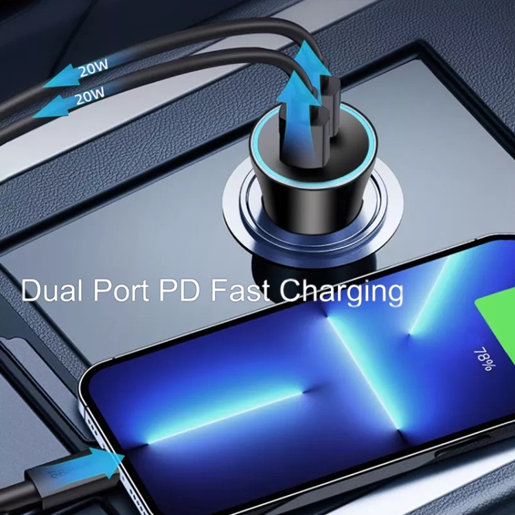 40W Dual PD Car 2 in 1 Fast Charger Car Cigarette Lighter (Black) 40W Dual PD Car 2 in 1 Fast Charger Car Cigarette Lighter (Black)