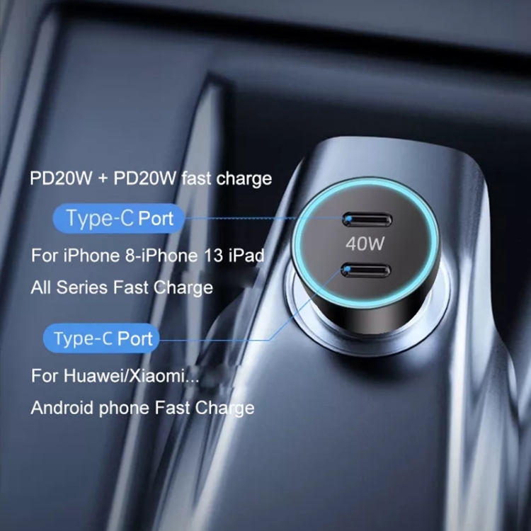 40W Dual PD Car 2 in 1 Fast Charger Car Cigarette Lighter (Black) 40W Dual PD Car 2 in 1 Fast Charger Car Cigarette Lighter (Black)