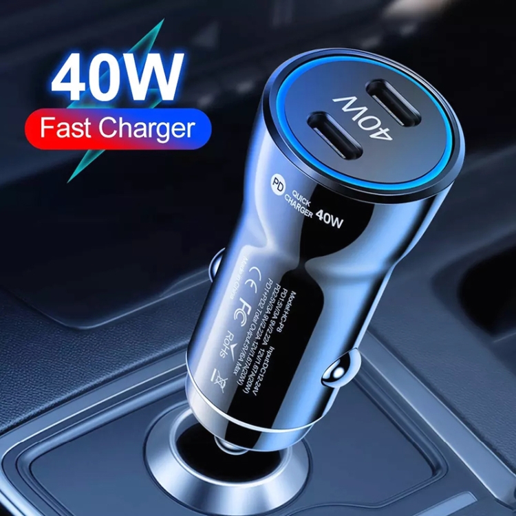 40W Dual PD Car 2 in 1 Fast Charger Car Cigarette Lighter (Black) 40W Dual PD Car 2 in 1 Fast Charger Car Cigarette Lighter (Black)