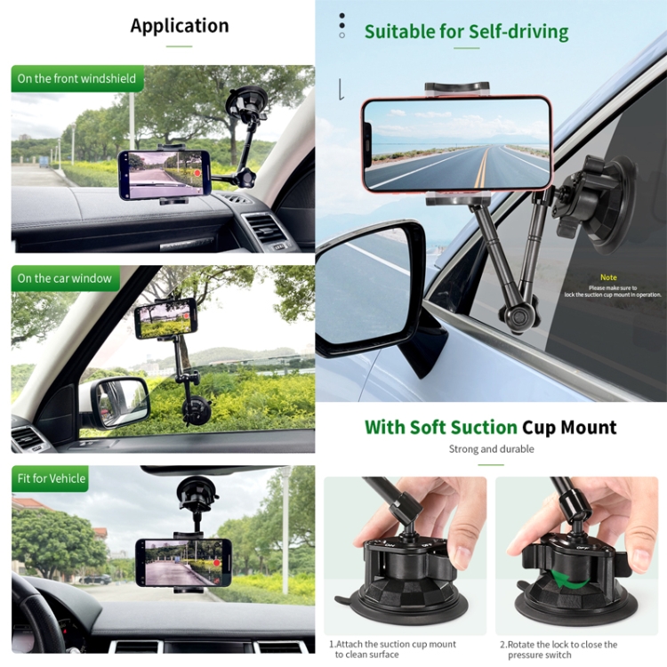 Vma Degree Rotating Car Suction Cup Magic Arm Mobile Phone