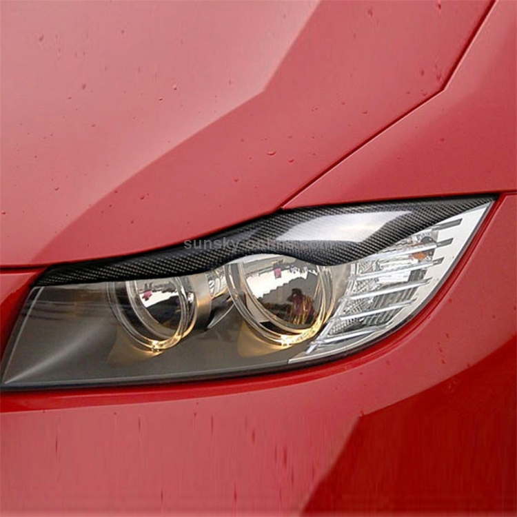 1 Paar dreifarbige Carbonfaser-Autolampe Augenbrauen-Aufkleber für BMW E90  / 318i / 320i / 325i 2009-2012