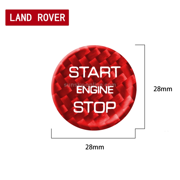 Botón de arranque de motor de fibra de carbono del automóvil Adornos de cubierta decorativa para Land Rover Discovery 2016-2019 (rojo) - 3