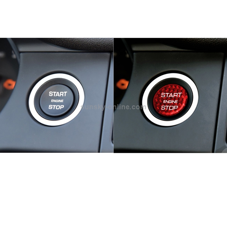 Botón de arranque de motor de fibra de carbono del automóvil Adornos de cubierta decorativa para Land Rover Discovery 2016-2019 (rojo) - 5