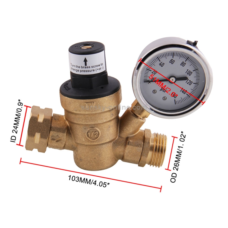 M11-0660R Auto-Wasserdruckregelventil Messing bleifrei einstellbarer  Wasserdruckminderer mit Manometer