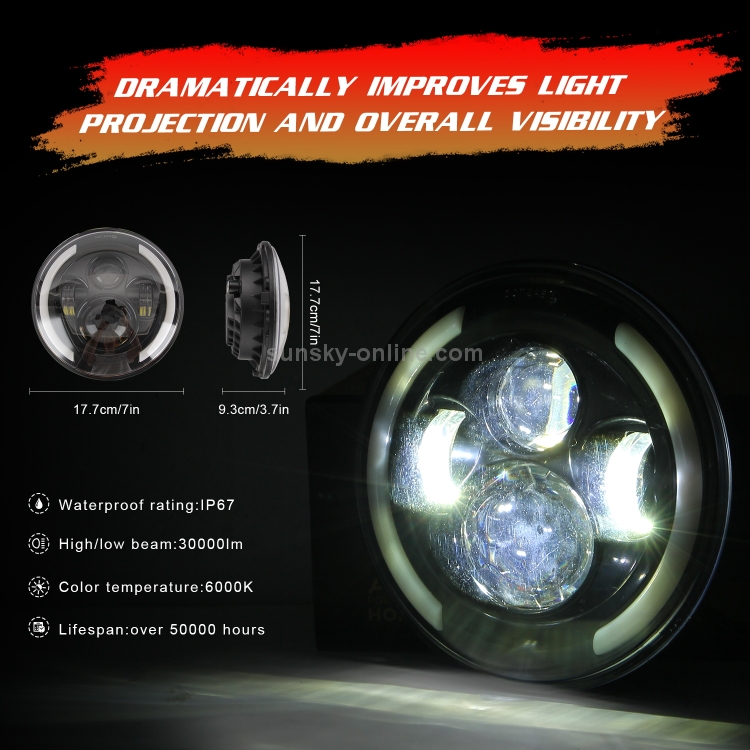 H4 Led Headlight Bulb Motorcycle Hi/lo Beam With Angel Eye Daytime Running  Light 25w 3000lm Super 6