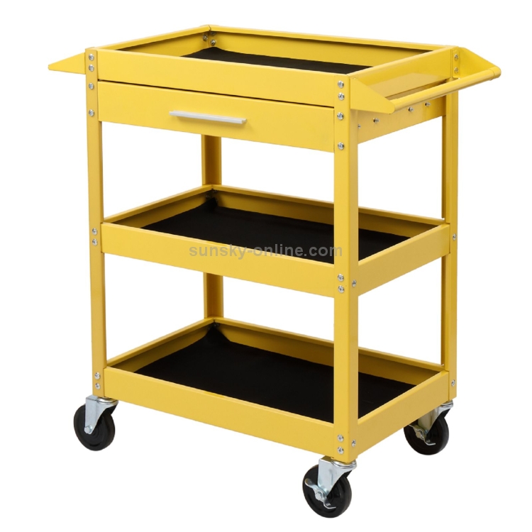 [US Warehouse] 3-Tray Stainless Steel Rolling Utility Cart Trolley with ...