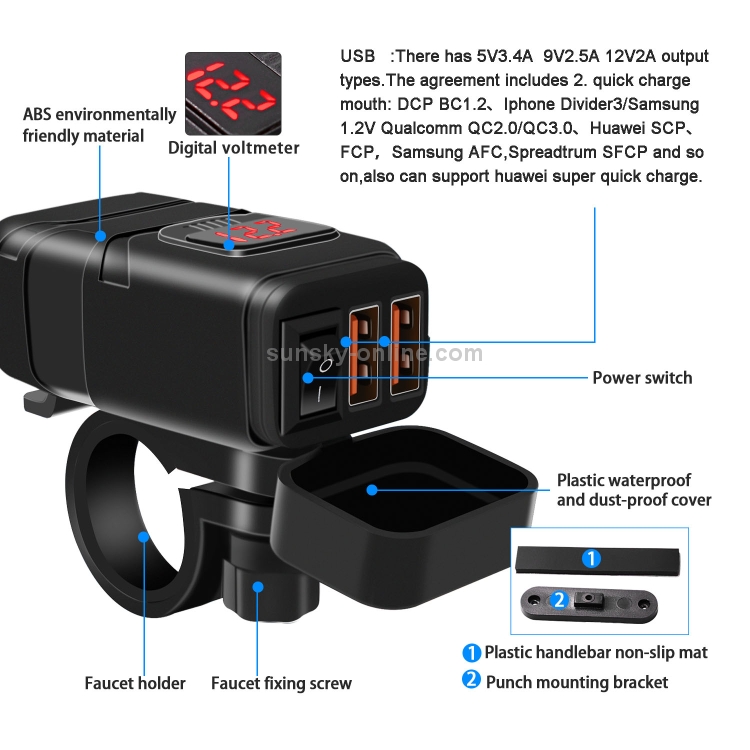 Universal Car Super Quick Dual Port USB Charger Power Outlet Adapter with LED Digital Voltmeter(Red Light) Universal Car Super Quick Dual Port USB Charger Power Outlet Adapter with LED Digital Voltmeter(Red Light)