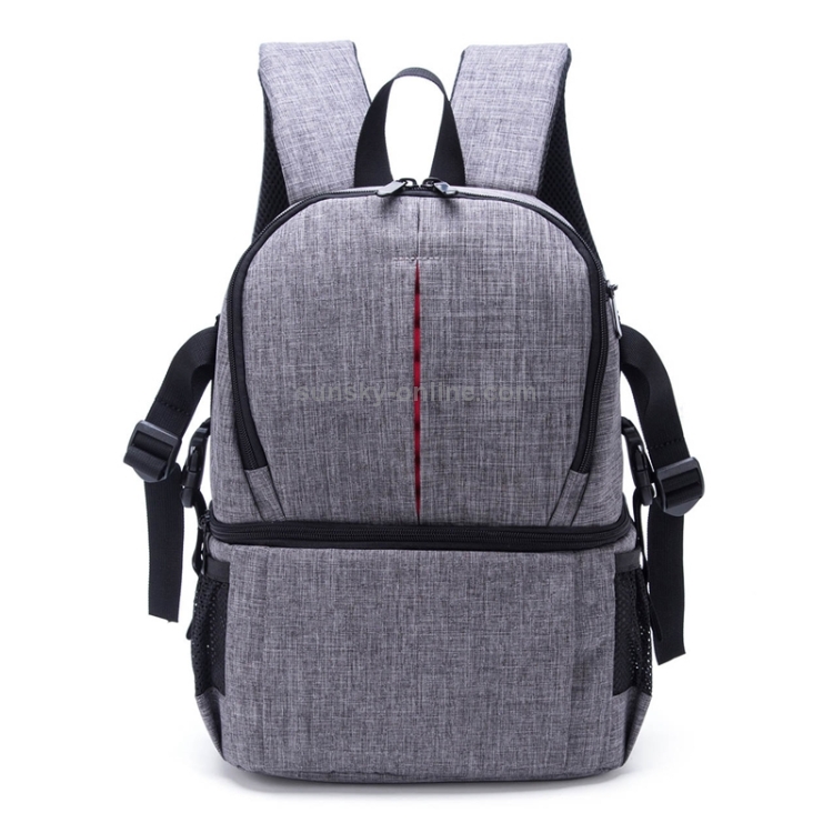 Multi-functional Waterproof Nylon Shoulder Backpack Padded Shockproof Camera Case Bag for Nikon Canon DSLR Cameras(Grey) - 1