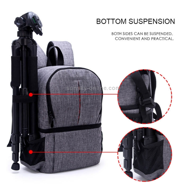 Multi-functional Waterproof Nylon Shoulder Backpack Padded Shockproof Camera Case Bag for Nikon Canon DSLR Cameras(Grey) - 5