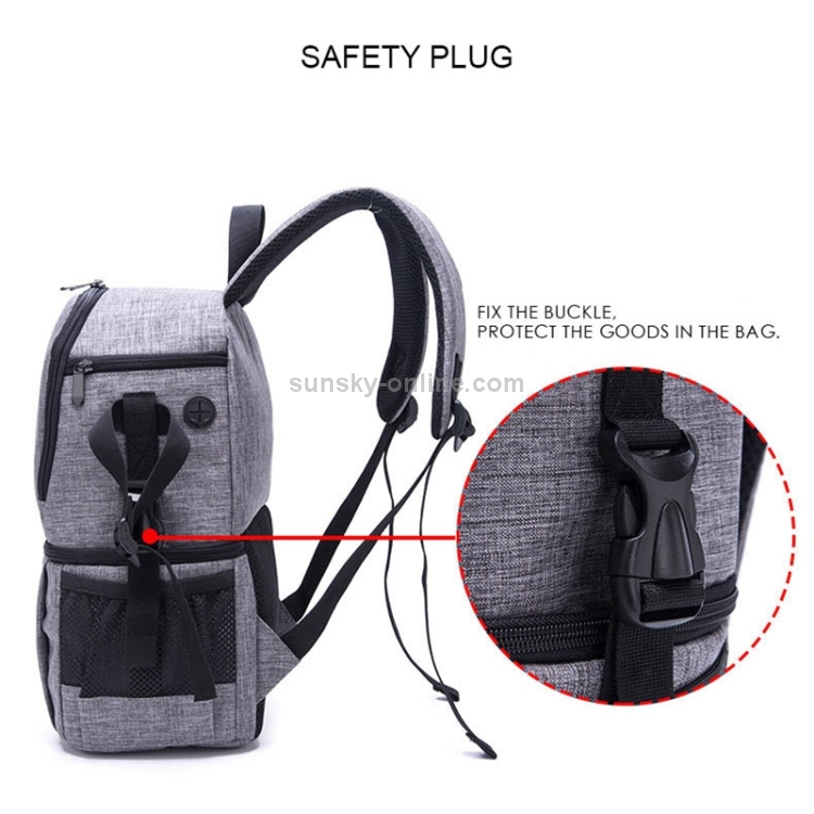 Multi-functional Waterproof Nylon Shoulder Backpack Padded Shockproof Camera Case Bag for Nikon Canon DSLR Cameras(Grey) - 7
