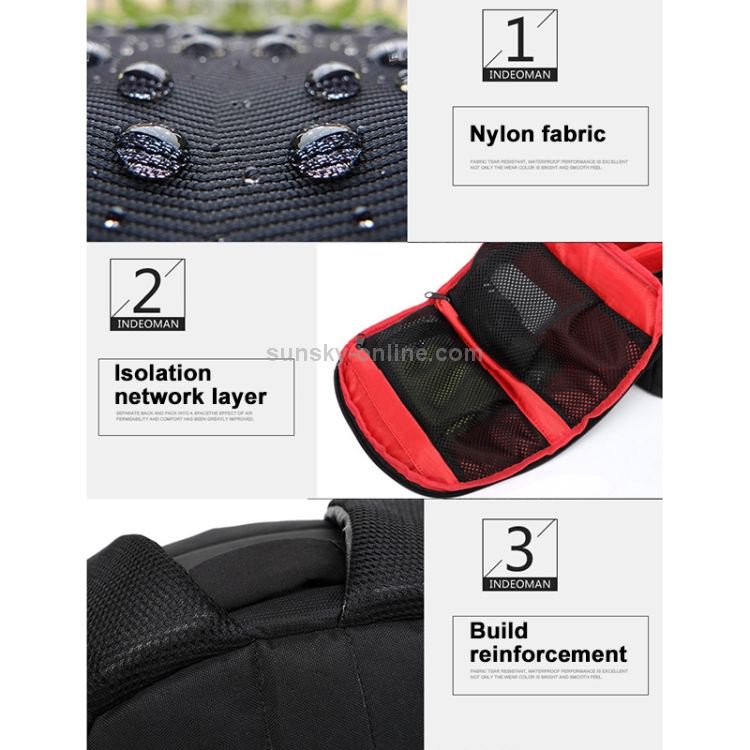 INDEPMAN DL-B012 Portable Outdoor Sports Backpack Camera Bag for GoPro, SJCAM, Nikon, Canon, Xiaomi Xiaoyi YI, Size: 27.5 * 12.5 * 34 cm(Red) - 4
