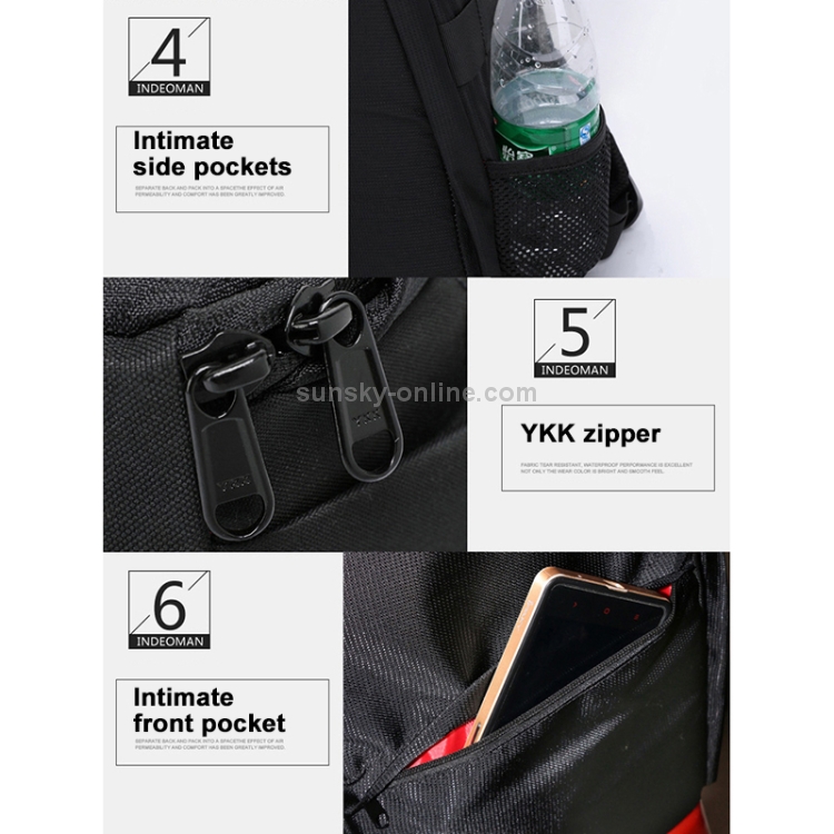 INDEPMAN DL-B012 Portable Outdoor Sports Backpack Camera Bag for GoPro, SJCAM, Nikon, Canon, Xiaomi Xiaoyi YI, Size: 27.5 * 12.5 * 34 cm(Red) - 5