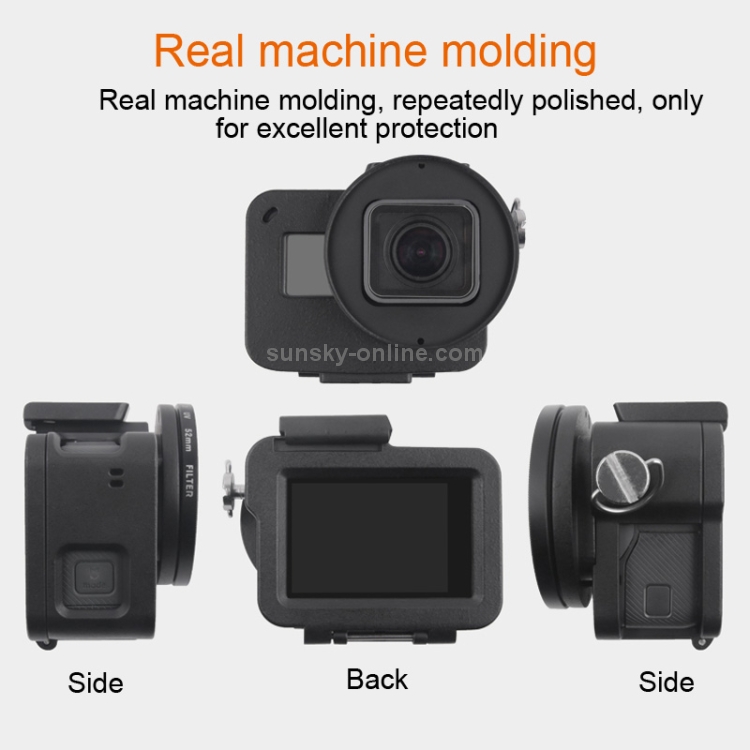 Color : Color1 CHENYANTUB Camera Accessories Housing Shell CNC Aluminum Alloy Protective Cage with Insurance Frame & 52mm UV Lens for GoPro HERO7 Black /6/5 Black 