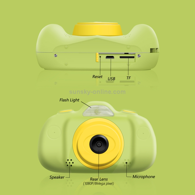 P8 Cámara para niños de doble lente y ocho megapíxeles de 2,4 pulgadas, compatible con tarjeta TF de 32 GB (verde) - 3