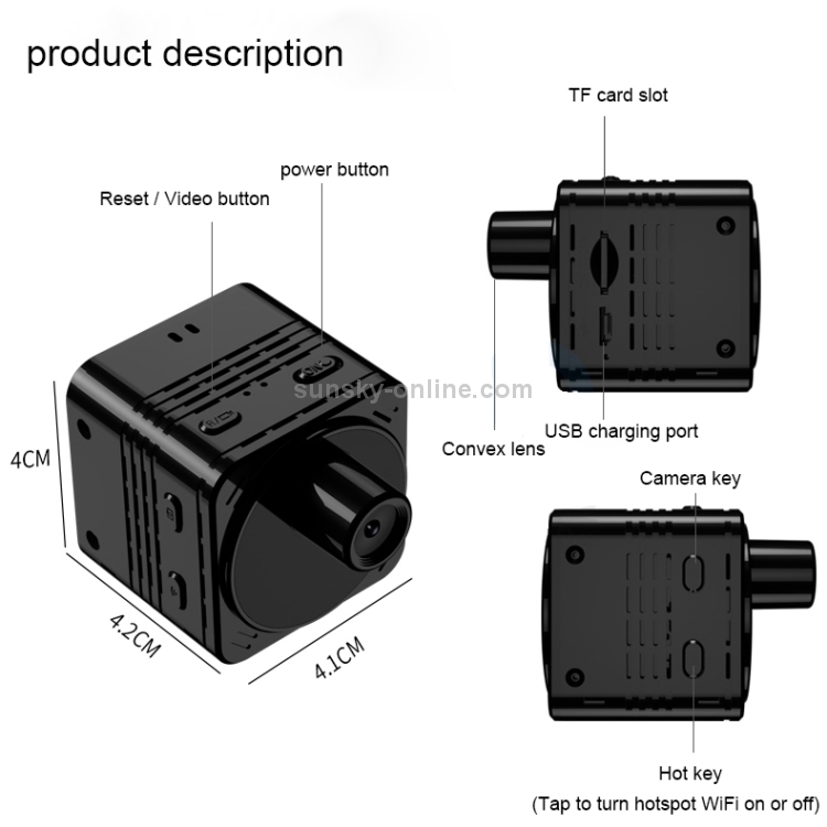 R89 Full HD 1080P WiFi Mini cámara grabadora DV, detección de monitor de soporte y visión nocturna y grabación en bucle y tarjeta TF - 4