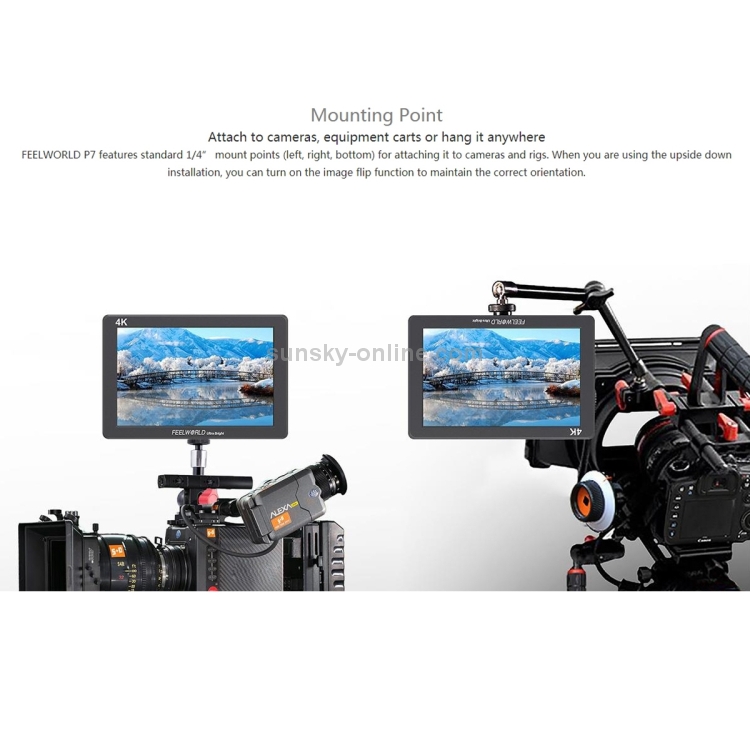 FEELWORLD P7 1920x1200 2200 nits Pantalla IPS de 7 pulgadas Monitor de  campo de cámara HDMI 4K