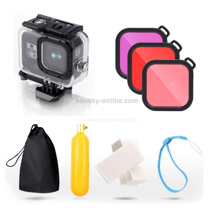 Funda impermeable de 60M para GoPro Hero 12 11 10 9 negro, carcasa  protectora de buceo subacuático + palo de selfie stick flotante para cámara  de