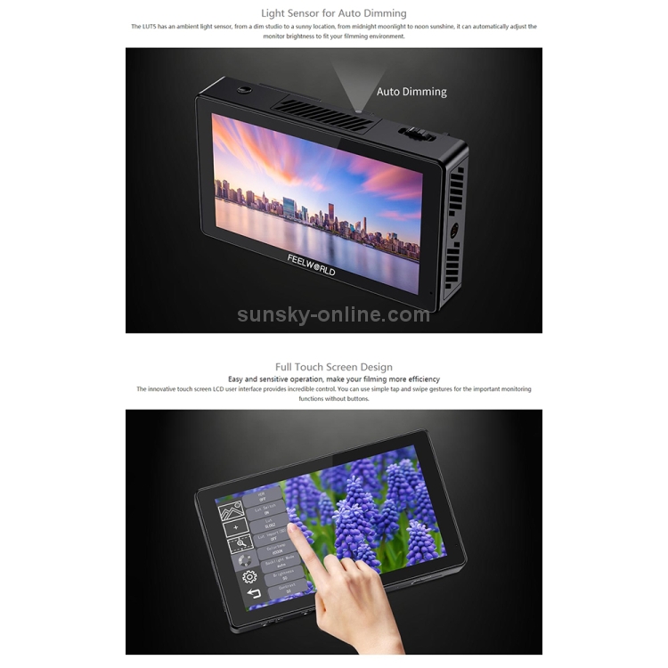 Feelworld LUT5 タッチスクリーン　モニター　3000nit Amazon | FEELWORLD LUT5 5.5インチ超高輝度 3000nitタッチ