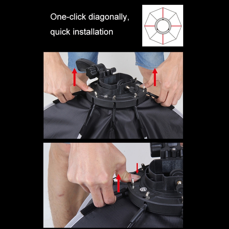 Triopo KS2-55 55 cm Carga rápida Speedlite Flash Octagon Parabolic Softbox Difusor (negro) - 3