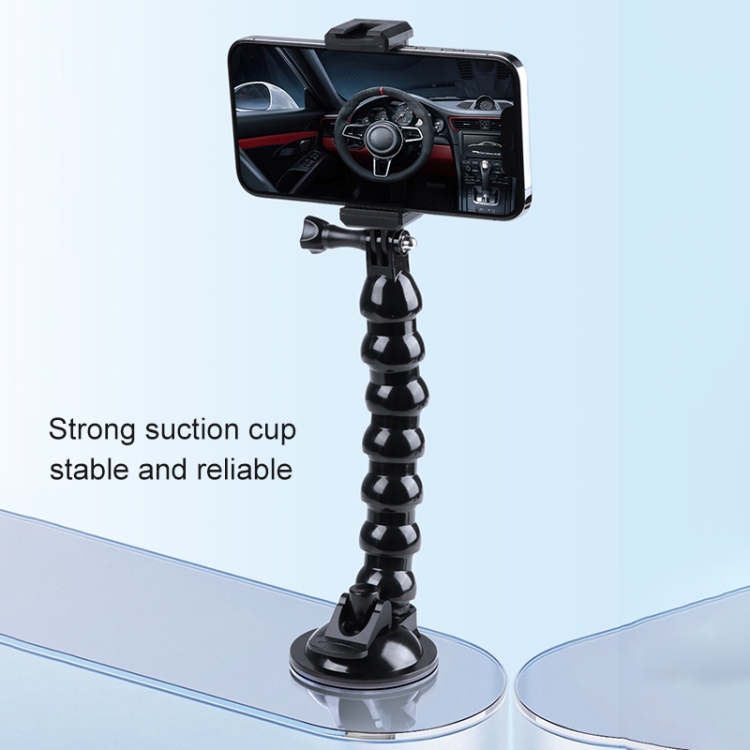 Extended Suction Cup Jaws Flex Clamp Mount with 1/4 inch Phone Clamp (Black) - 4