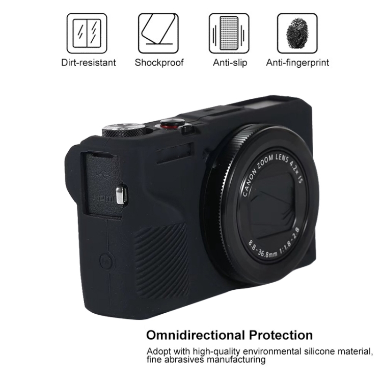 Soft Silicone Protective Case for Canon PowerShot G7 X Mark III / G7X III / G7X3 (Black) - B1
