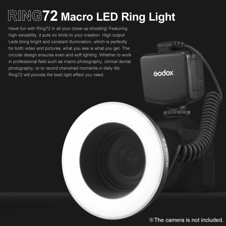 Godox RING72 Macro Flash LED RIng Light with 8 Adapter Ring For Canon Nikon  DSLR | eBay