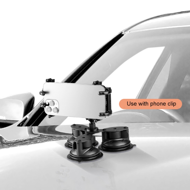 Triangle Suction Cup Mount Phone Holder with Tripod Adapter & Steel Tether & Safety Buckle (Black) Triangle Suction Cup Mount Phone Holder with Tripod Adapter & Steel Tether & Safety Buckle (Black)