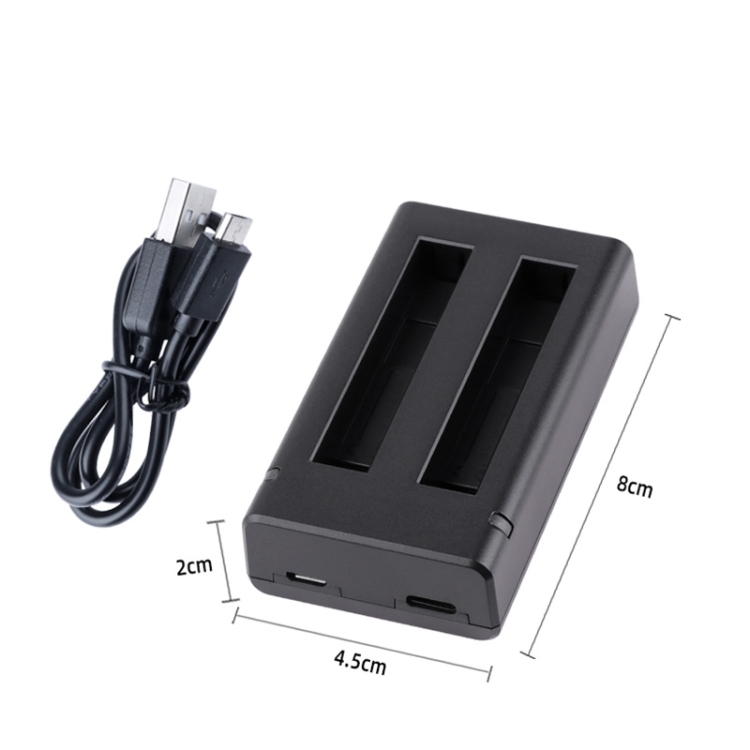 Pour Insta360 X3 USB Dual Batteries Chargeur avec câble et voyant lumineux  (Noir)