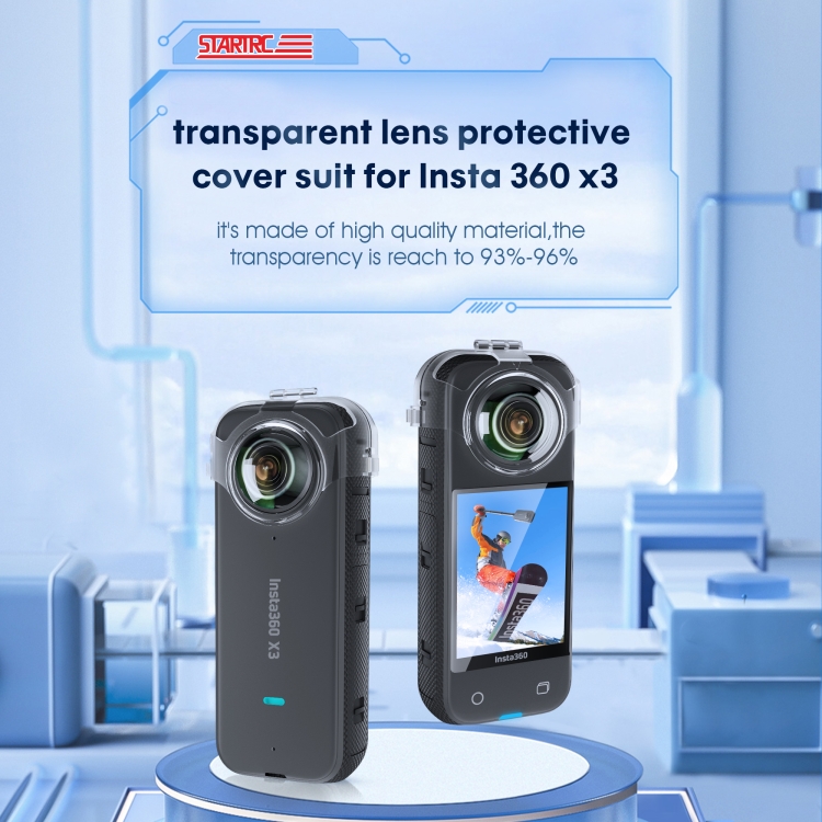 For Insta360 X3 STARTRC No Disassembly Transparent Lens Protection