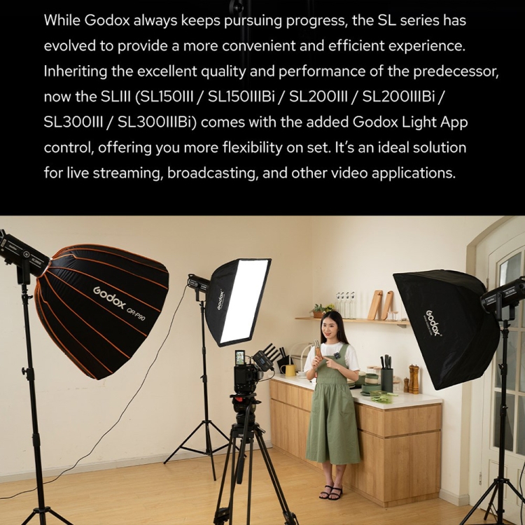 Godox SL200IIIBi 215W Bi-Color 2800K-6500K ไฟวิดีโอ LED (ปลั๊ก UK)