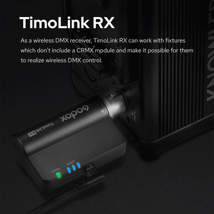 Godox TimoLink TX および RX ワイヤレス DMX トランスミッター & レシーバー (ブラック)