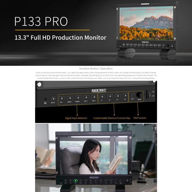 SEETEC P133 PRO 13.3 インチ 1000nit 高輝度放送用モニター フル HD
