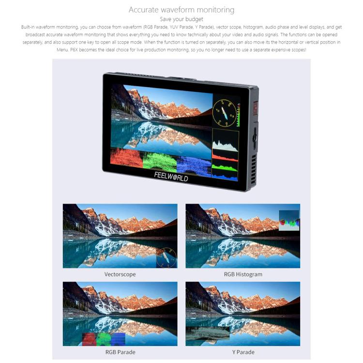 FEELWORLD P6X 5.5インチ アルミニウム DSLRカメラフィールド