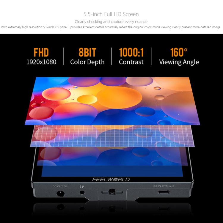 FEELWORLD P6X 5.5インチ アルミニウム DSLRカメラフィールドモニター