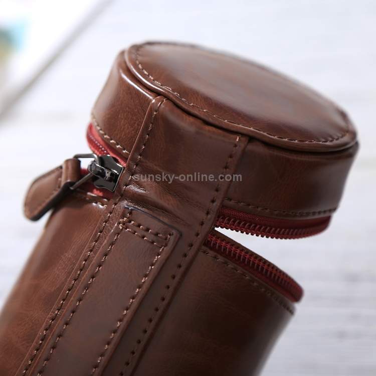 Size: 11x8x8cm Color : Brown Black Camera Bag Great Small Lens Case Zippered PU Leather Pouch Box for DSLR Camera Lens